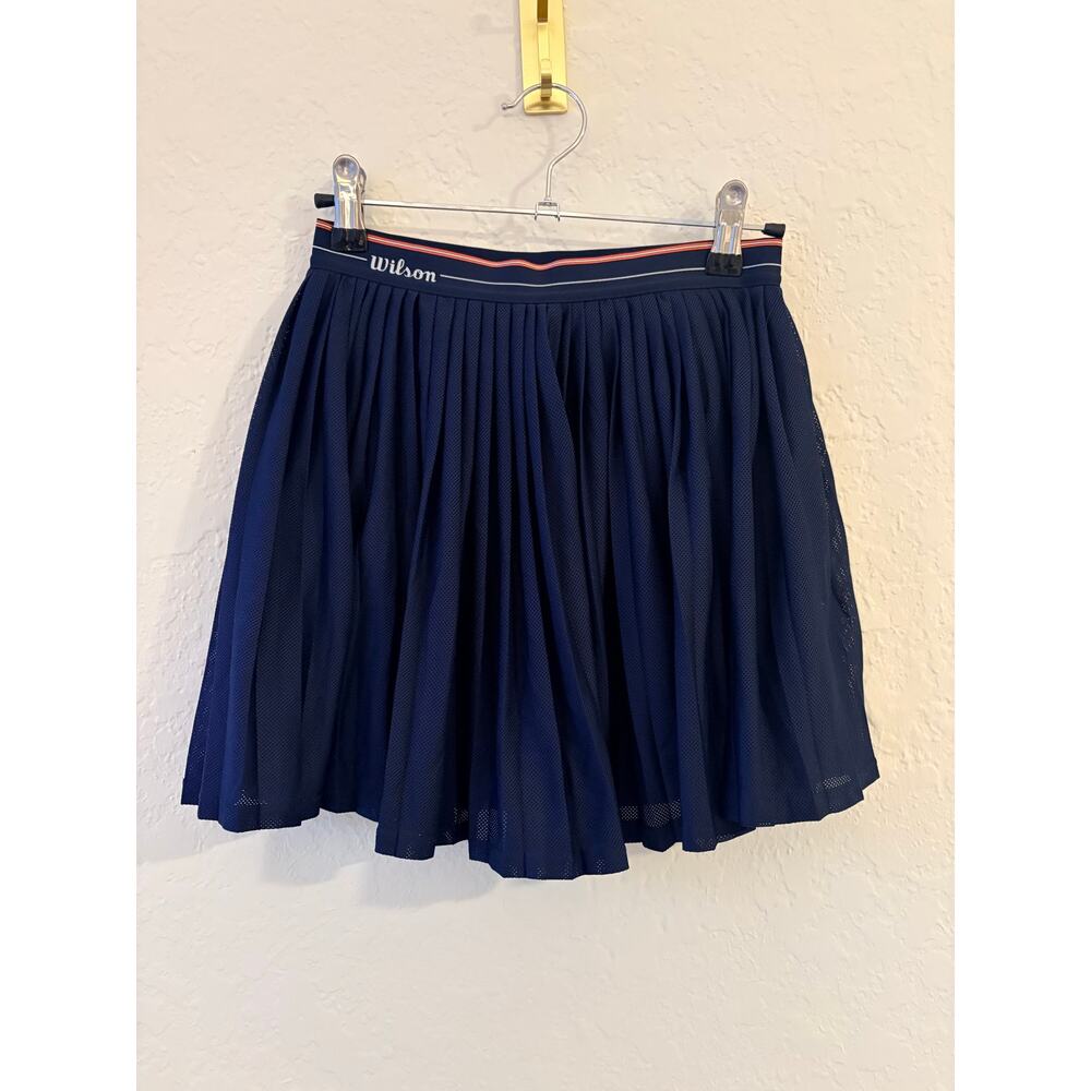 Wilson Navy Pleated Mini Skirt with Red-White Waistband
